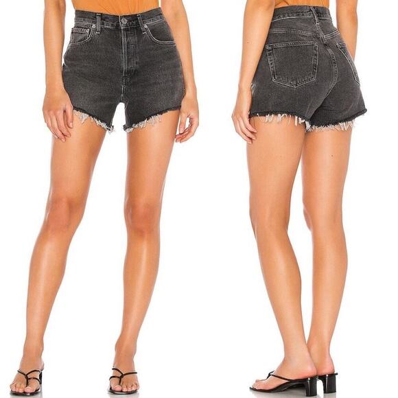 Agolde Pants - AGOLDE Micah Helix Black Denim Shorts Size 24